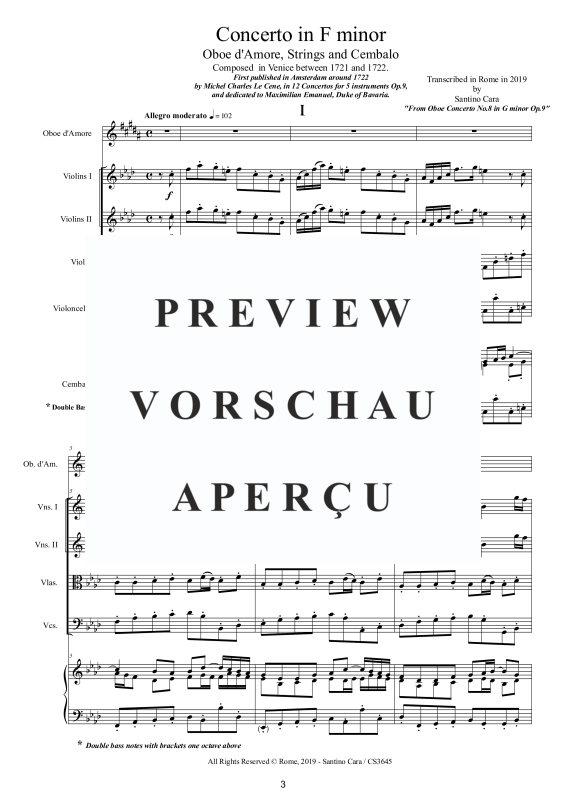 Product gallery: Page 4 of 11 Concerto in F-Moll Op.9, , Oboe D'Amore Solo, String Ensemble, and Harpsichord (Bc)