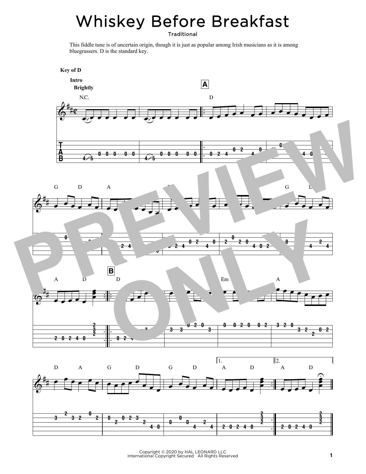 Produktbild zu:  Whiskey Before Breakfast (arr. Fred Sokolow) - Traditional