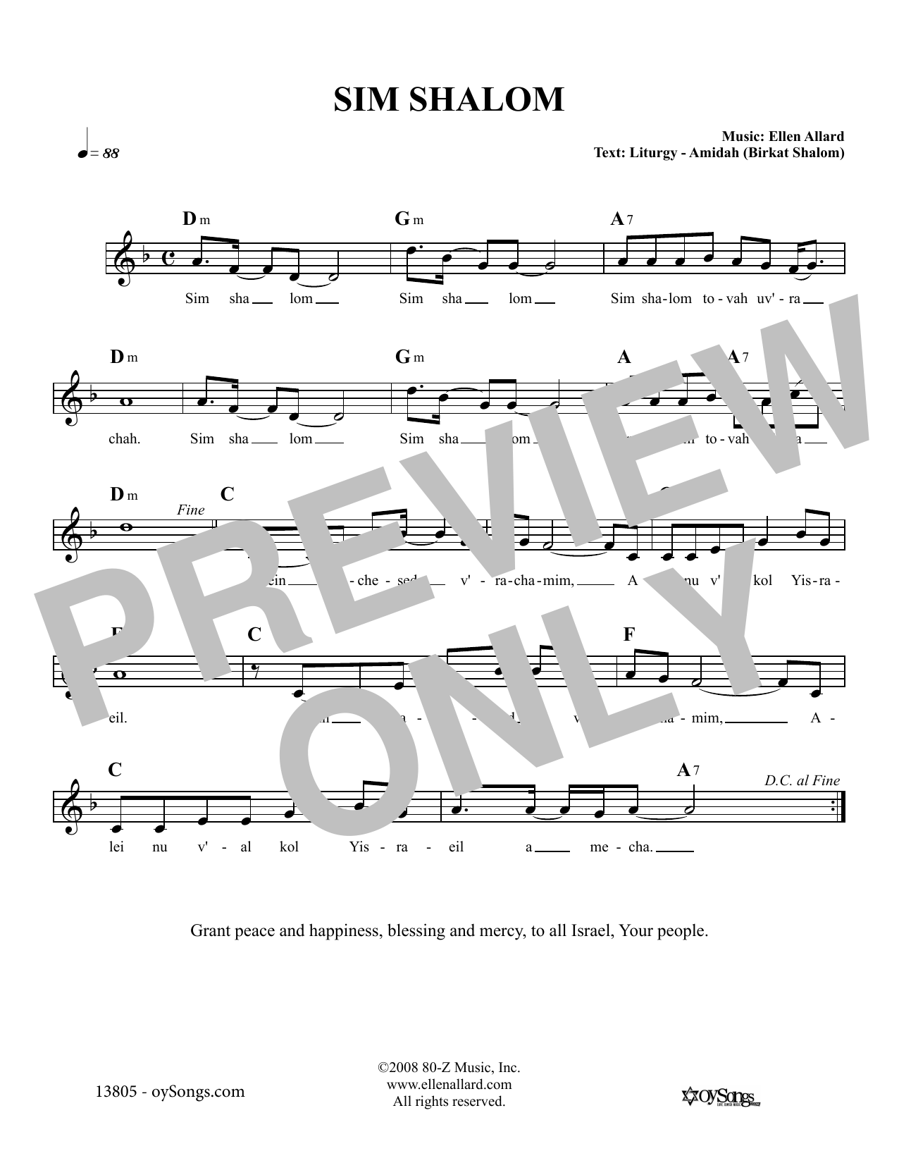 Produktgalerie: Seite 1 von 1 Sim Shalom, Ellen Allard, Melodieinstrument
