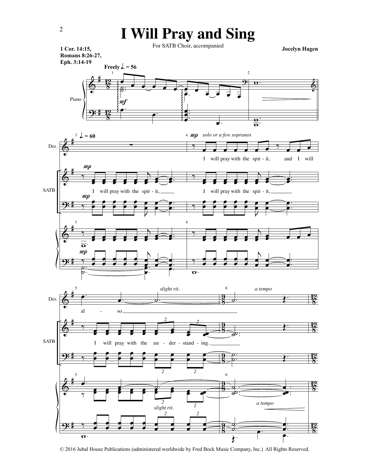 Product gallery: Page 1 of 1 I Will Pray and Sing, Jocelyn Hagen