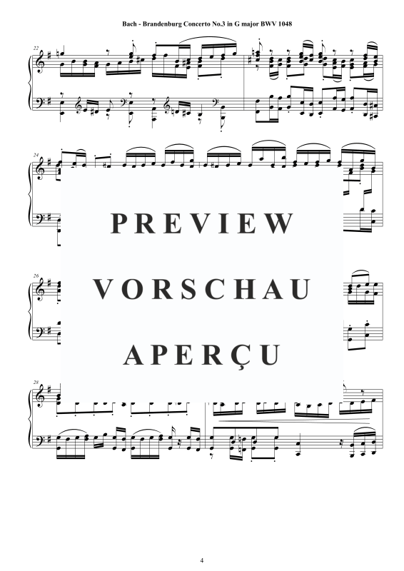 Product gallery: Page 5 of 11 Brandenburg Concerto No. 3 in G major BWV 1048, , Solo Piano