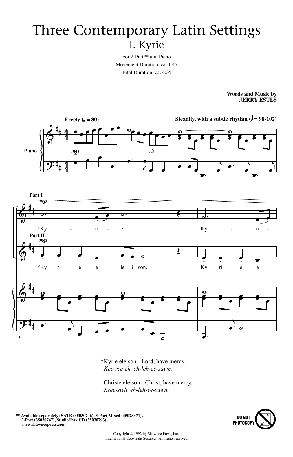 Produktgalerie: Seite 1 von 1 Three Contemporary Latin Settings, Jerry Estes, Chor