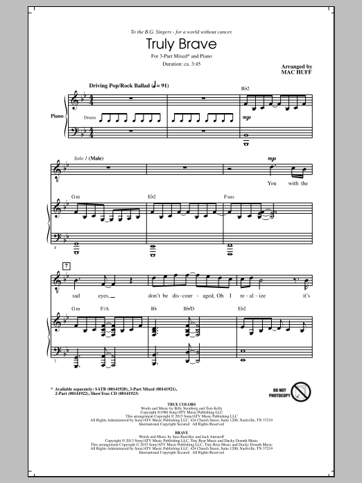Product picture to: Truly Brave (arr. Mac Huff)