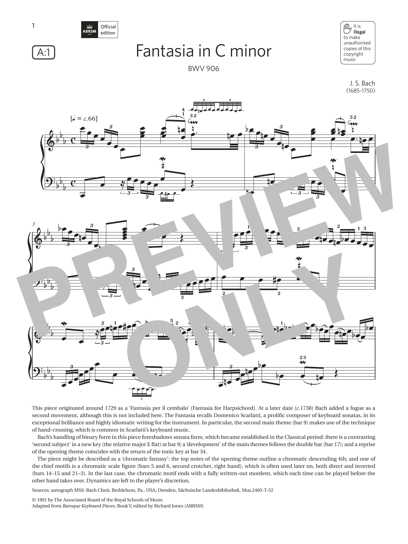 Product picture to: Fantasia in C minor (Grade 8, list A1, from the ABRSM Piano Syllabus 2021 & 2022)