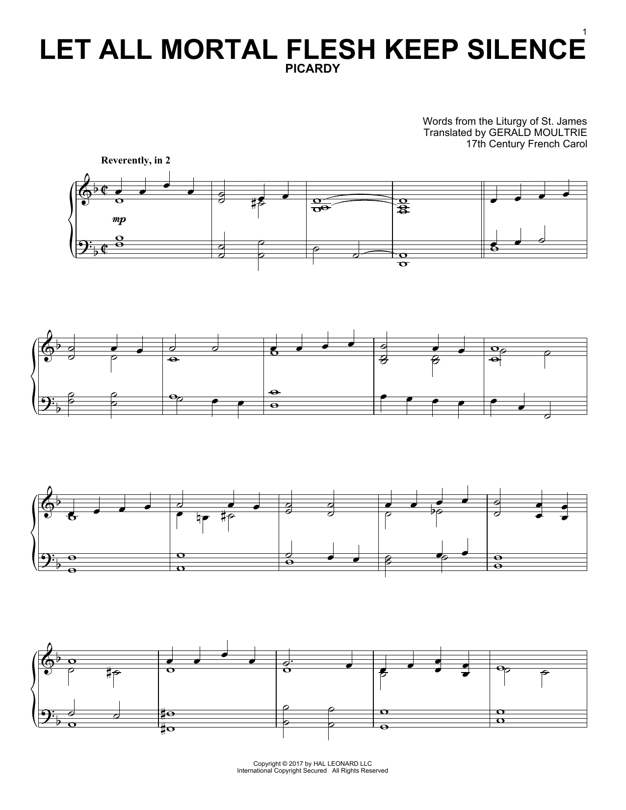 Product gallery: Page 1 of 1 Let All Mortal Flesh Keep Silence, 17th Century French Carol