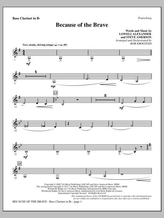 Product picture to: Because Of The Brave - Bass Clarinet