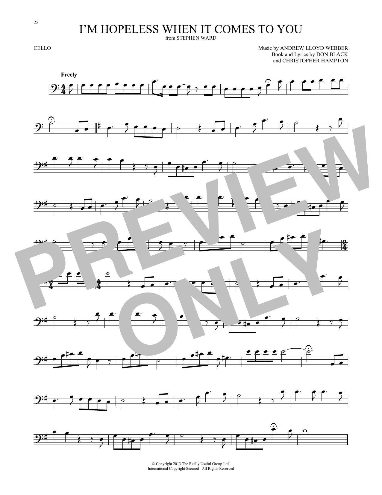 Produktgalerie: Seite 1 von 1 I'm Hopeless When It Comes To You (from Stephen Ward), Andrew Lloyd Webber, Violoncello