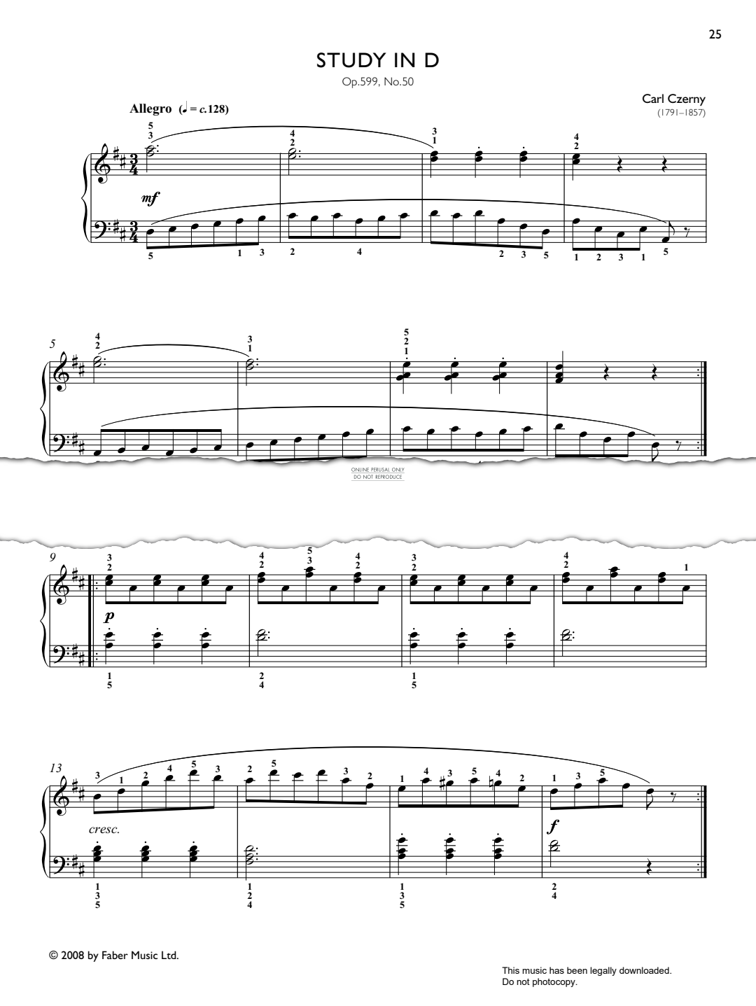 Produktbild zu: Study in D Op. 599, No. 50 (from Real Repertoire Studies Grades 2-4)