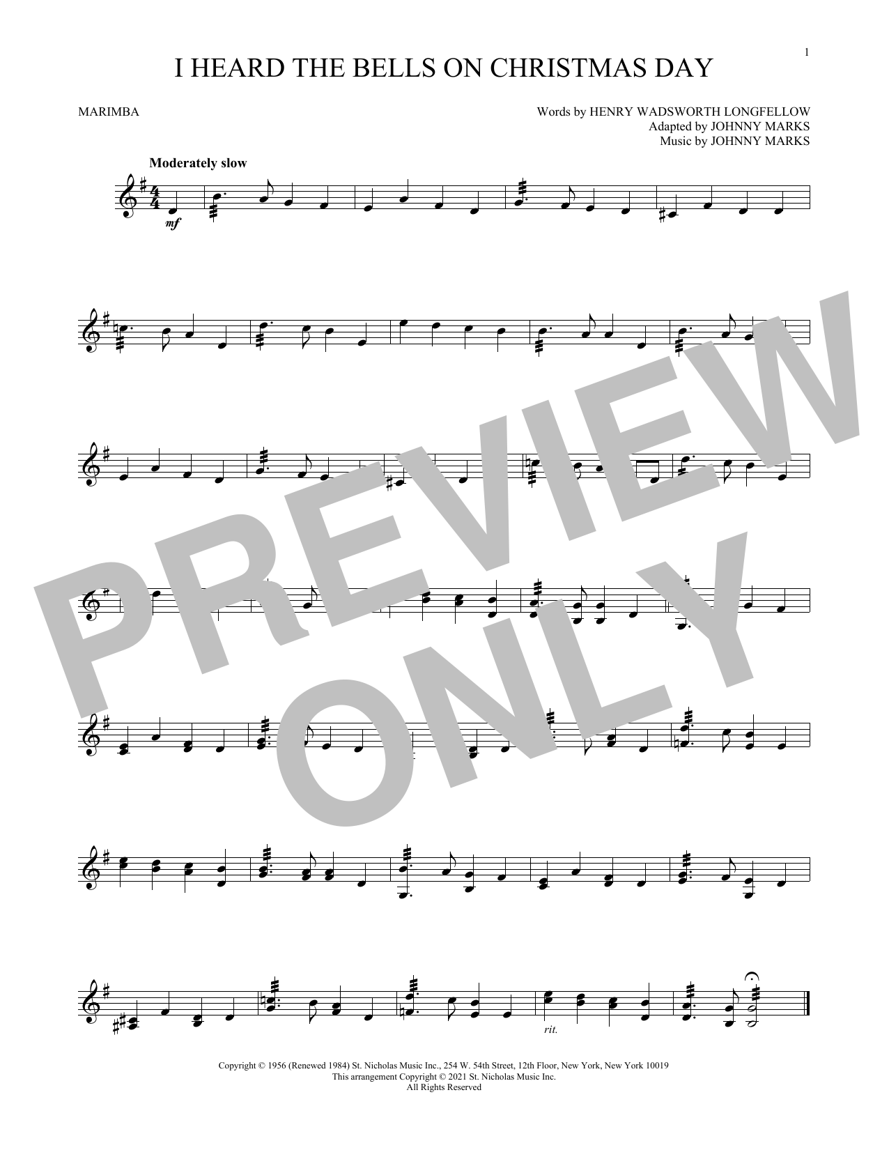 Produktgalerie: Seite 1 von 1 I Heard The Bells On Christmas Day, Johnny Marks, Marimba
