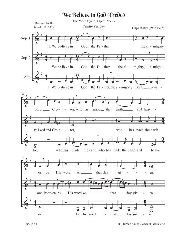 gallery: We Believe in God (Credo) (The Year Cycle, Op. 5, No. 27), , Frauenchor SSA