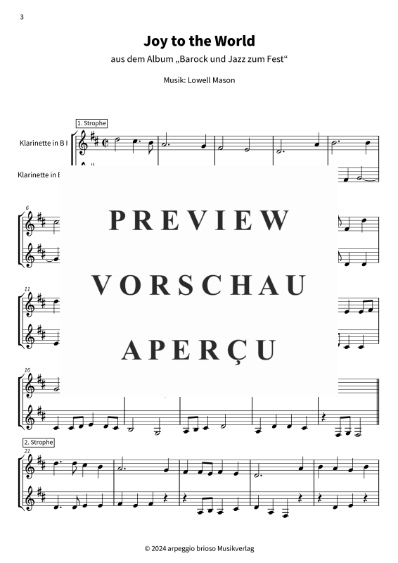 Product gallery: Page 1 of 8 Joy to the World - aus dem Album Barock und Jazz zum Fest, , (Duet 2x clarinet in Bb)