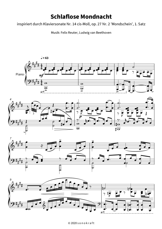 gallery: Schlaflose Mondnacht - inspiriert durch Klaviersonate Nr. 14 cis-Moll, op. 27 Nr. 2 ´Mondschein´, 1. Satz, , Klavier Solo