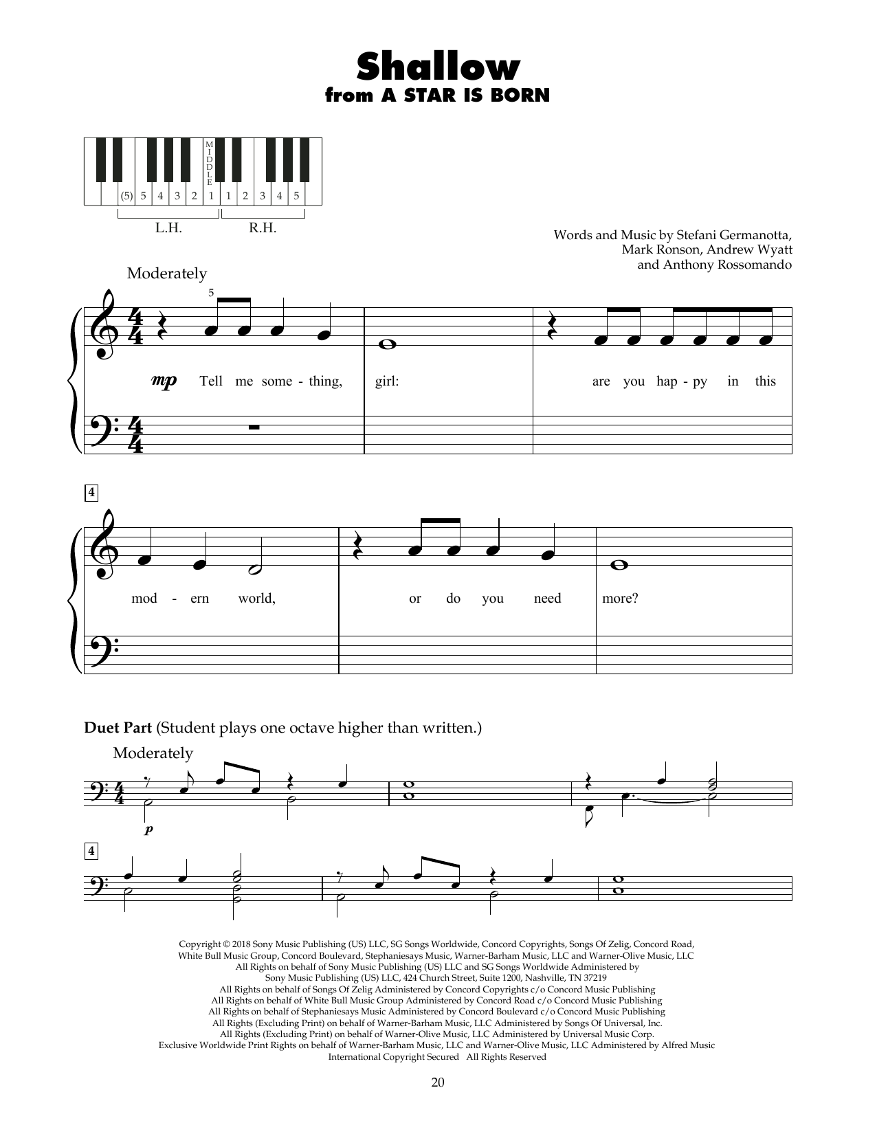 Produktbild zu:  Shallow (from A Star Is Born) - Lady Gaga & Bradley Cooper