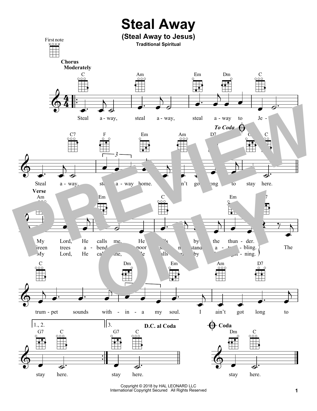 Product gallery: Page 1 of 1 Steal Away (Steal Away To Jesus), Traditional Spiritual