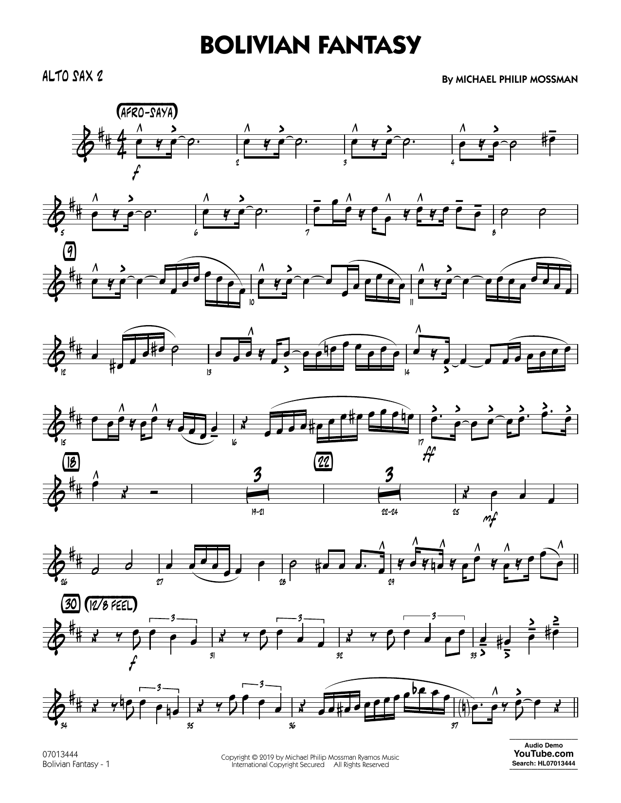Produktgalerie: Seite 1 von 1 Bolivian Fantasy - Alto Sax 2, Michael Philip Mossman