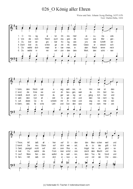 Produktbild zu: O König aller Ehren Chorsatz Alte Meister