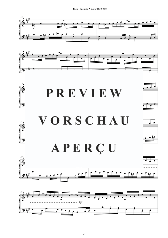 Produktgalerie: Seite 4 von 10 Fuge in A-Dur BWV 950 - Piano Version, , Klavier Solo