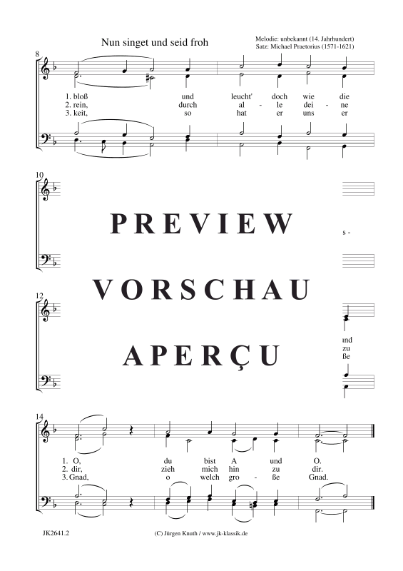 Produktgalerie: Seite 3 von 3 Nun singet und seid froh (nach dem lateinischen In dulci jubilo), , Gemischter Chor