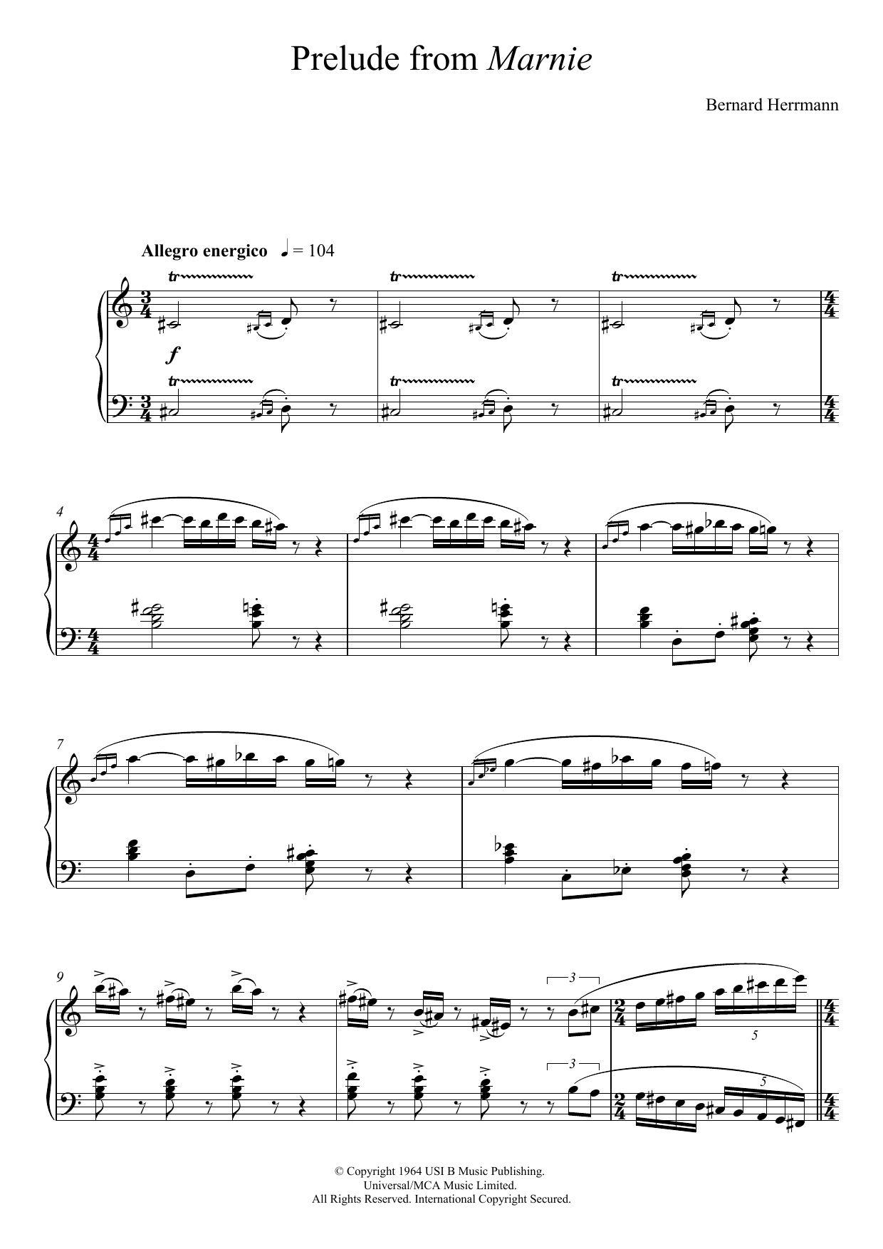 Product gallery: Page 1 of 1 Prelude From Marnie, Bernard Herrmann