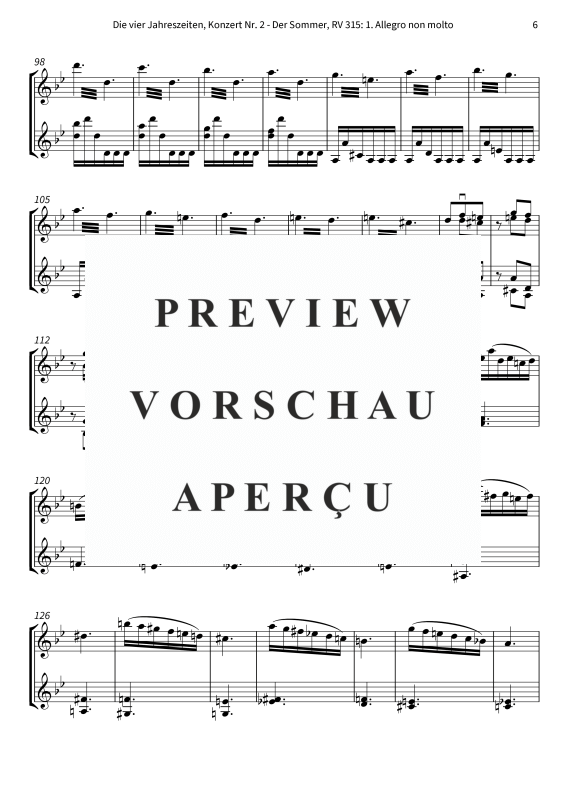 Produktgalerie: Seite 8 von 10 Die vier Jahreszeiten, Konzert Nr. 2 - Der Sommer - 1. Allegro non molto, The Twiolins, (Duett 2x Violine)