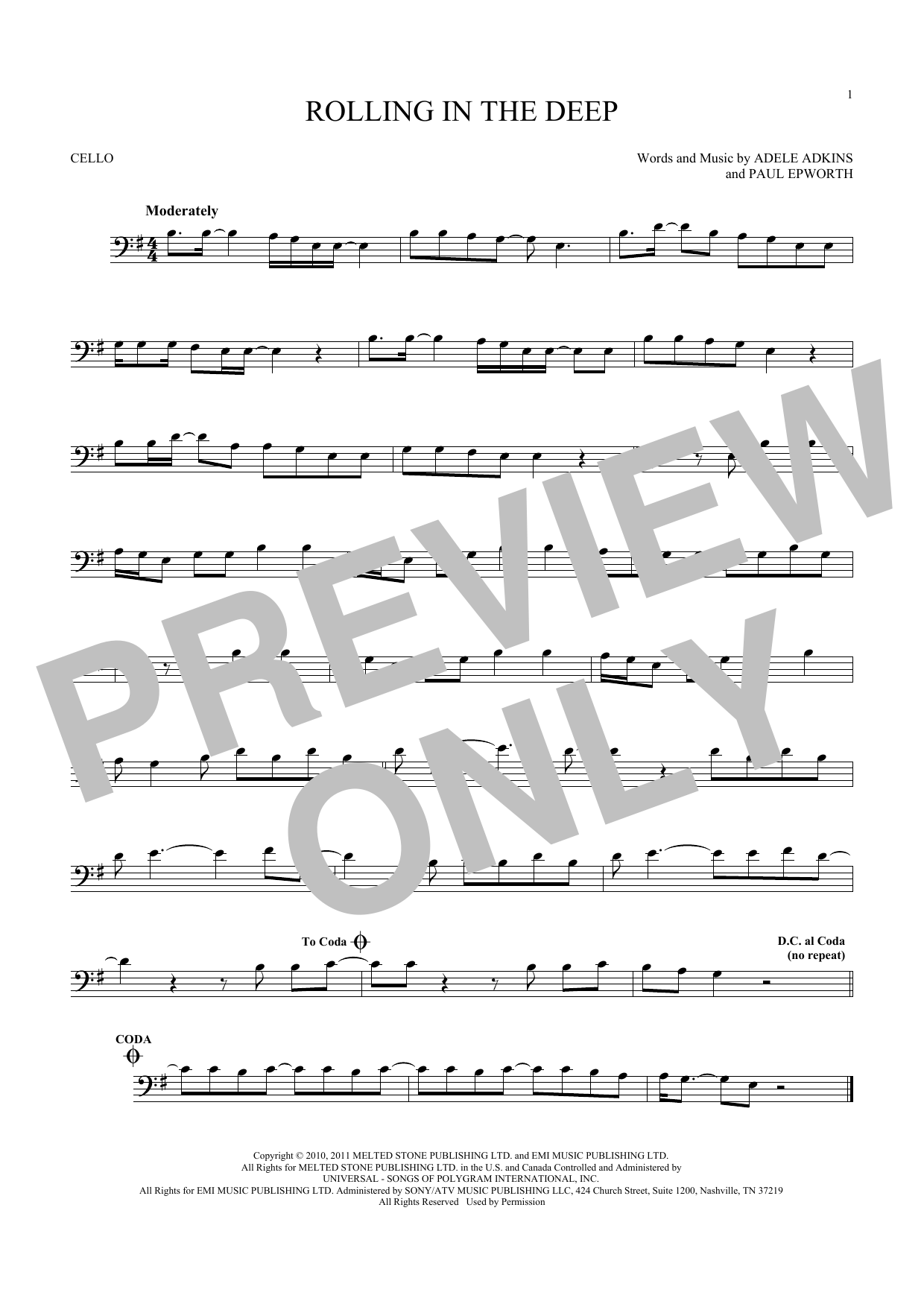 Produktgalerie: Seite 1 von 1 Rolling In The Deep, Adele, Violoncello