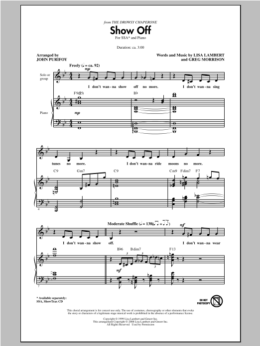 Produktgalerie: Seite 1 von 1 Show Off (from The Drowsy Chaperone), John Purifoy, Chor