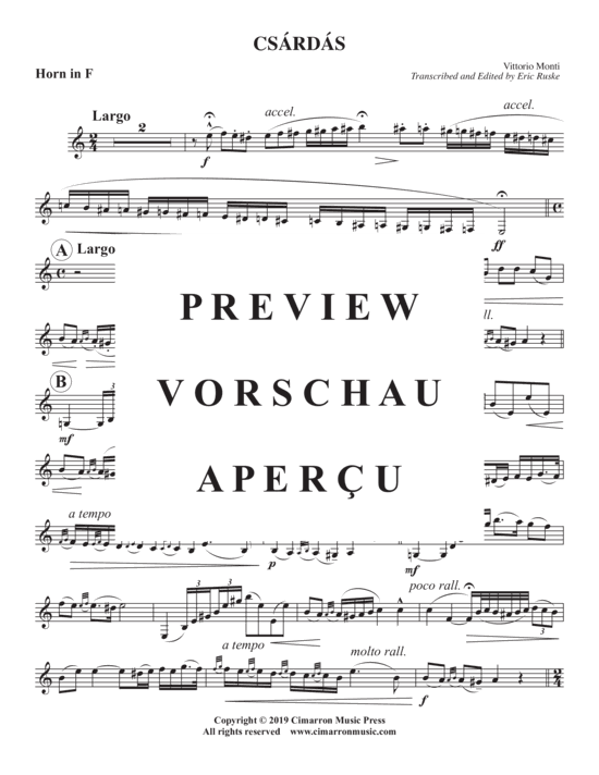 Produktgalerie: Seite 10 von 21 Czardas , , (Blechbläser Quartett + Horn in F Solo)