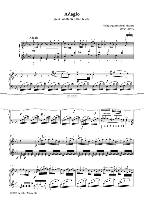 Produktgalerie: Seite 1 von 1 Adagio from Sonata in E Flat K.282, Wolfgang Amadeus Mozart, Klavier