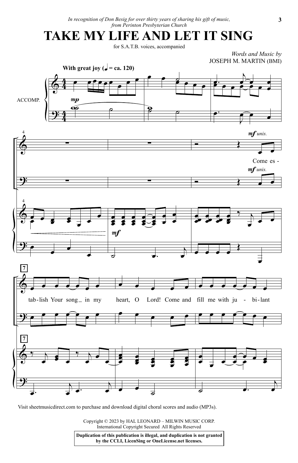 Produktbild zu: Take My Life And Let It Sing