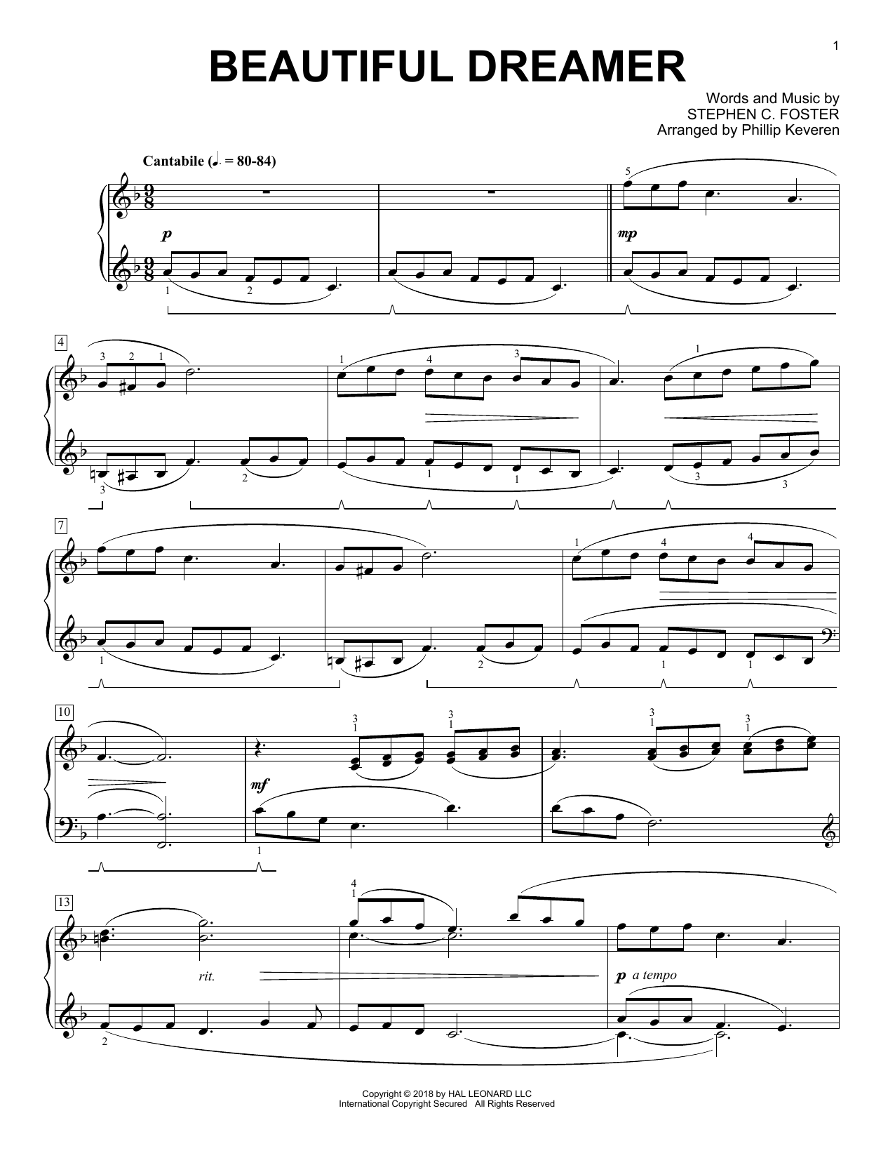 Product picture to: Beautiful Dreamer [Classical version] (arr. Phillip Keveren)