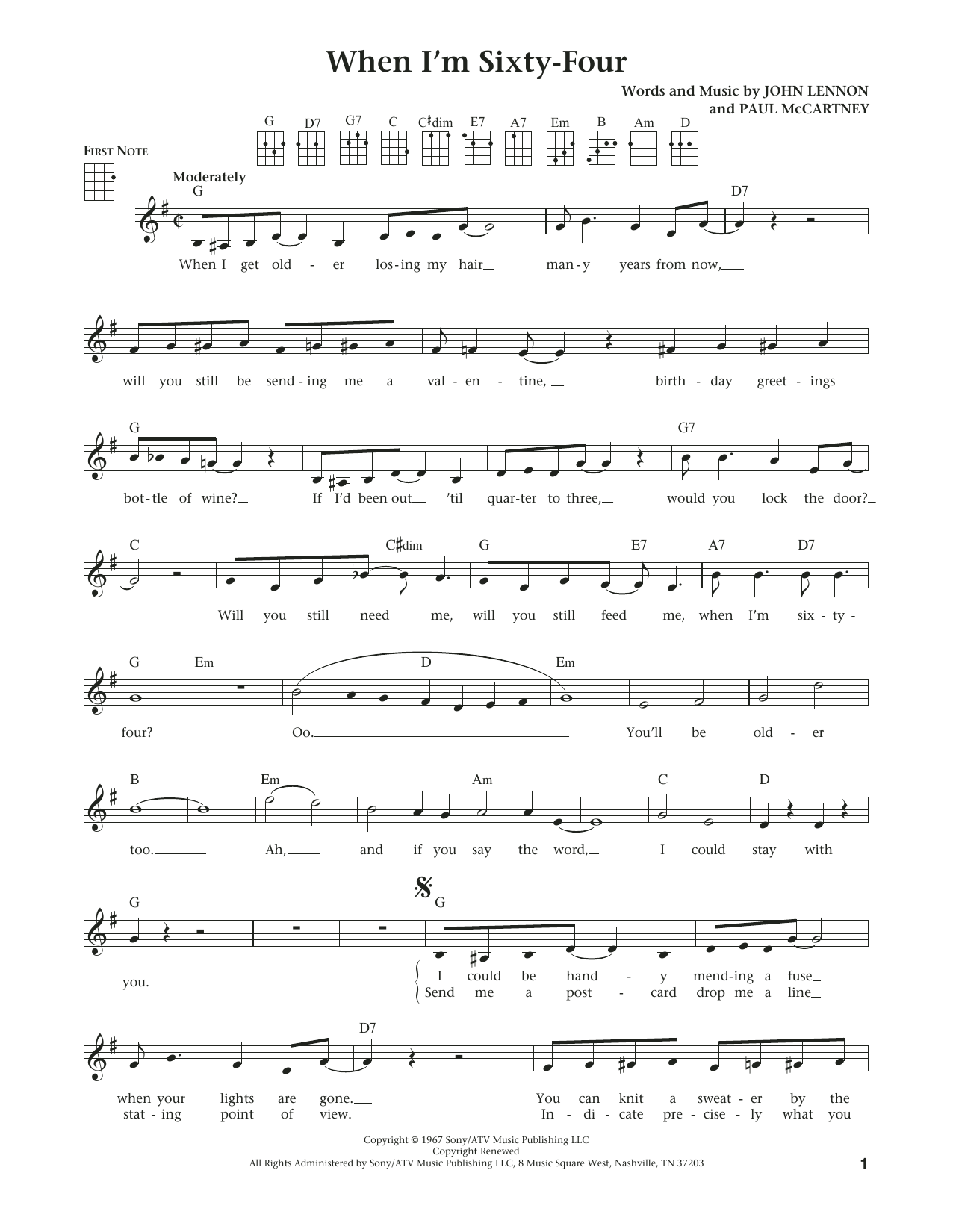Product gallery: Page 1 of 1 When I'm Sixty-Four (from The Daily Ukulele) (arr. Liz and Jim Beloff), The Beatles