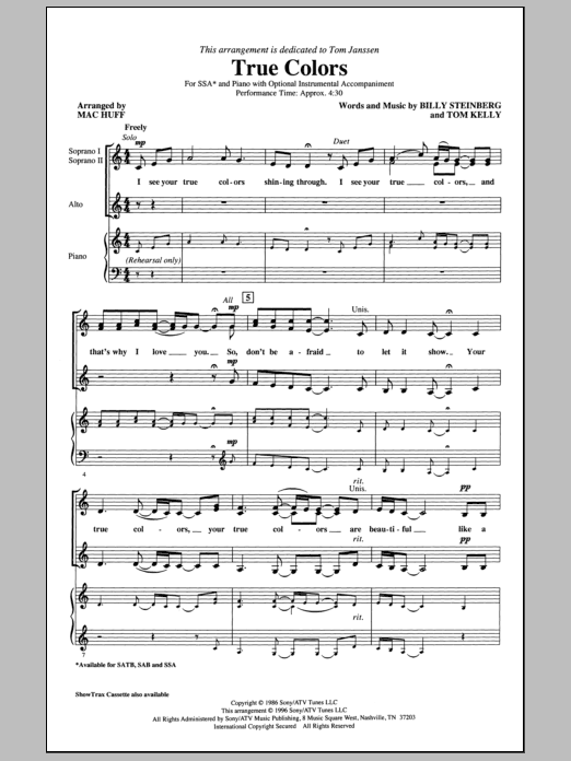 Produktgalerie: Seite 1 von 1 True Colors (arr. Mac Huff), Cyndi Lauper, Chor