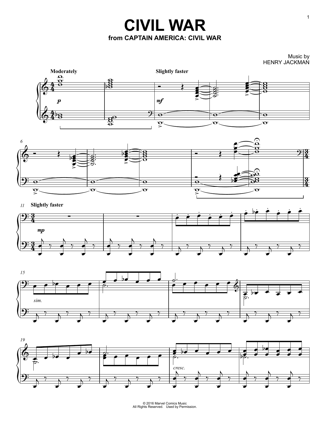 Produktgalerie: Seite 1 von 1 Civil War (from Captain America: Civil War), Henry Jackman, Klavier