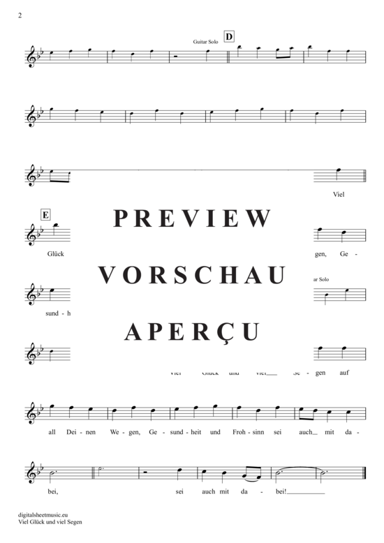 Produktgalerie: Seite 3 von 3 Viel Glück Und Viel Segen , Volkslied, (Oboe)