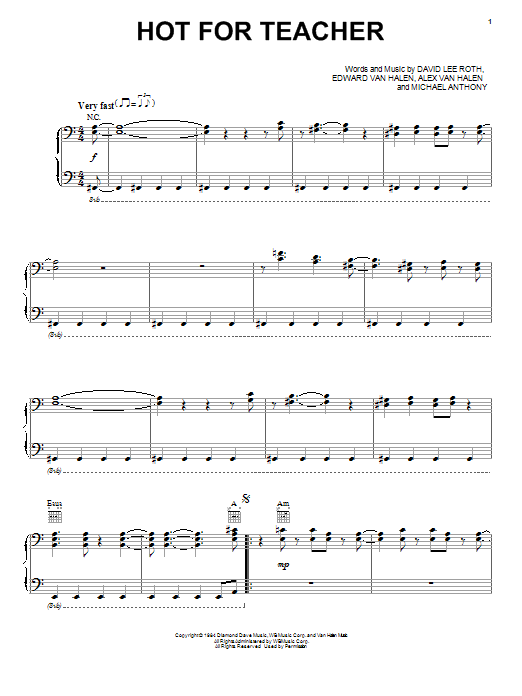 Produktgalerie: Seite 1 von 1 Hot For Teacher, Van Halen, Gesang, Gitarre, Klavier