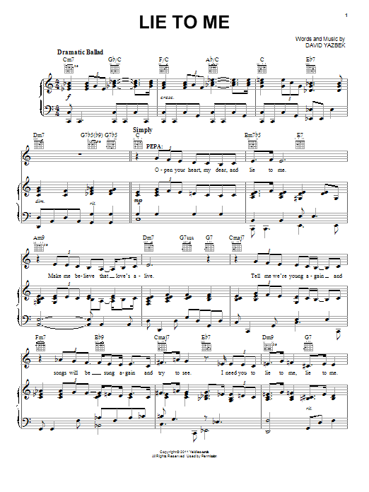 Produktbild zu: Lie To Me (from Women On The Verge Of A Nervous Breakdown)