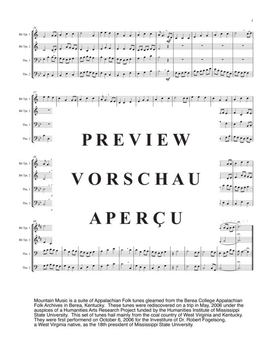 Produktgalerie: Seite 6 von 21 Mountain Music (Music from Appalachia), , (2xTrompete in B, Horn in F, Posaune)