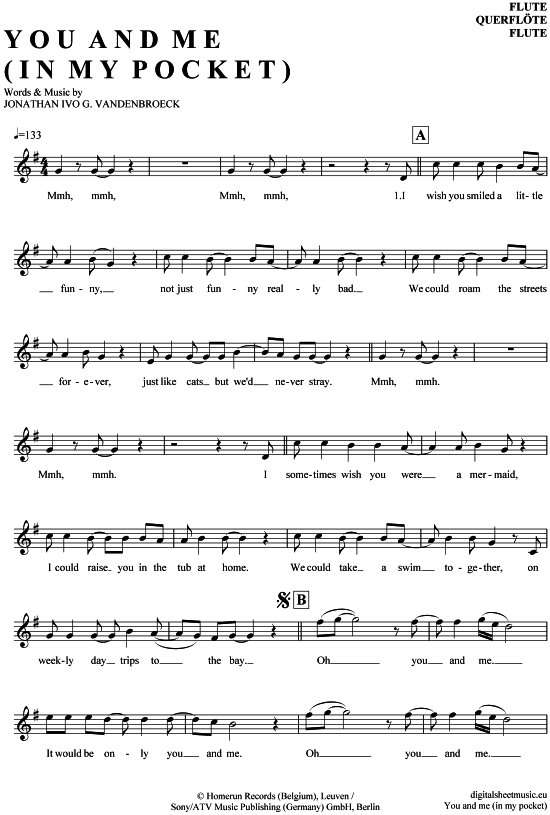 Product gallery: Page 1 of 4 You and me in my pocket , Milow, (transverse flute)