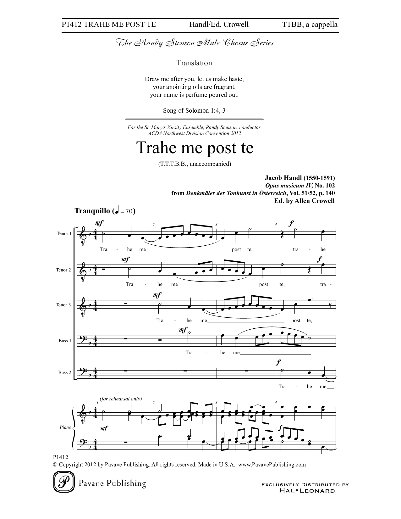 Produktgalerie: Seite 1 von 1 Trahe me post te, Jacob Handl, Chor