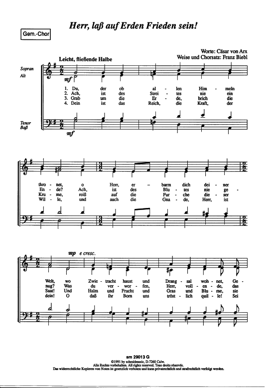 Product picture to: Herr laß auf Erden Frieden sein Franz Biebl