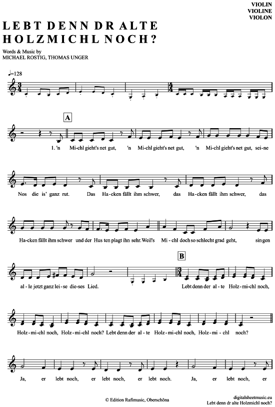 Product gallery: Page 1 of 4 Lebt denn der alte Holzmichl noch , De Randfichten, (violin)