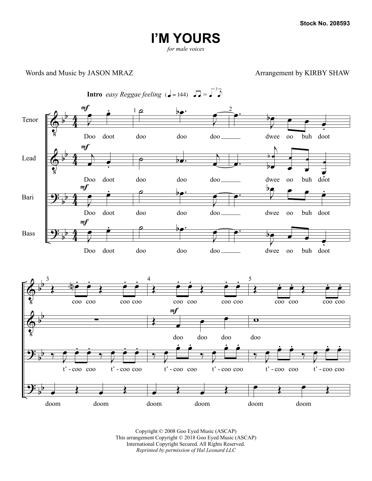 Produktbild zu: I'm Yours (arr. Kirby Shaw)