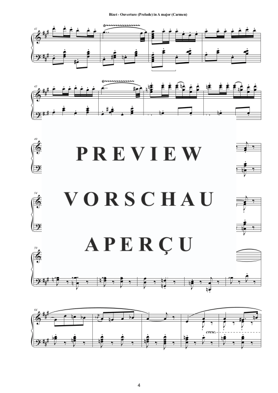 Product gallery: Page 5 of 11 Ouverture (Prelude) in A major (Carmen), , Piano Easy