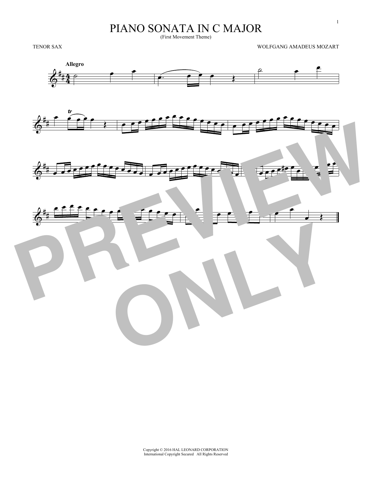 Product gallery: Page 1 of 1 Piano Sonata In C Major, Wolfgang Amadeus Mozart