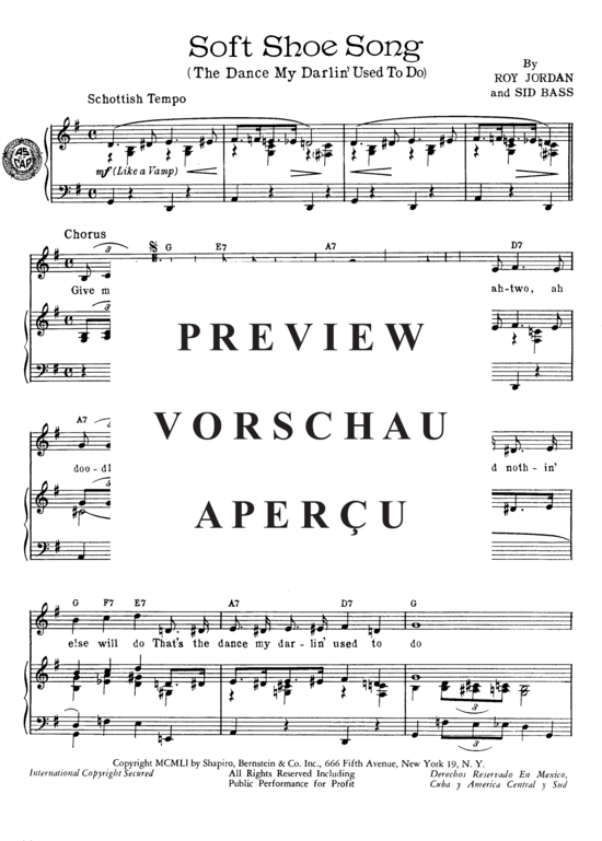 Produktgalerie: Seite 3 von 8 Soft Shoe Song (The Dance My Darlin' Used To Do) , Popular Standard, (Klavier und Gesang)