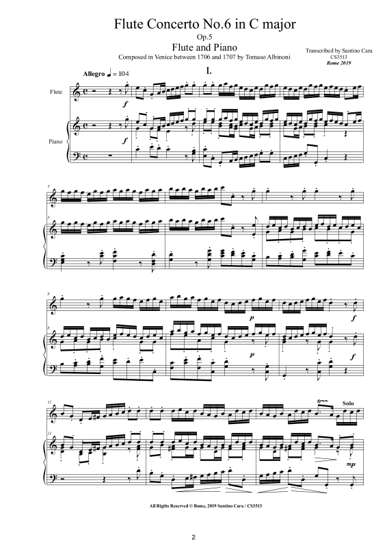 Product gallery: Page 1 of 11 Flute Concerto No.6 in C-Dur Op.5, , Flute and Piano/Harpsichord