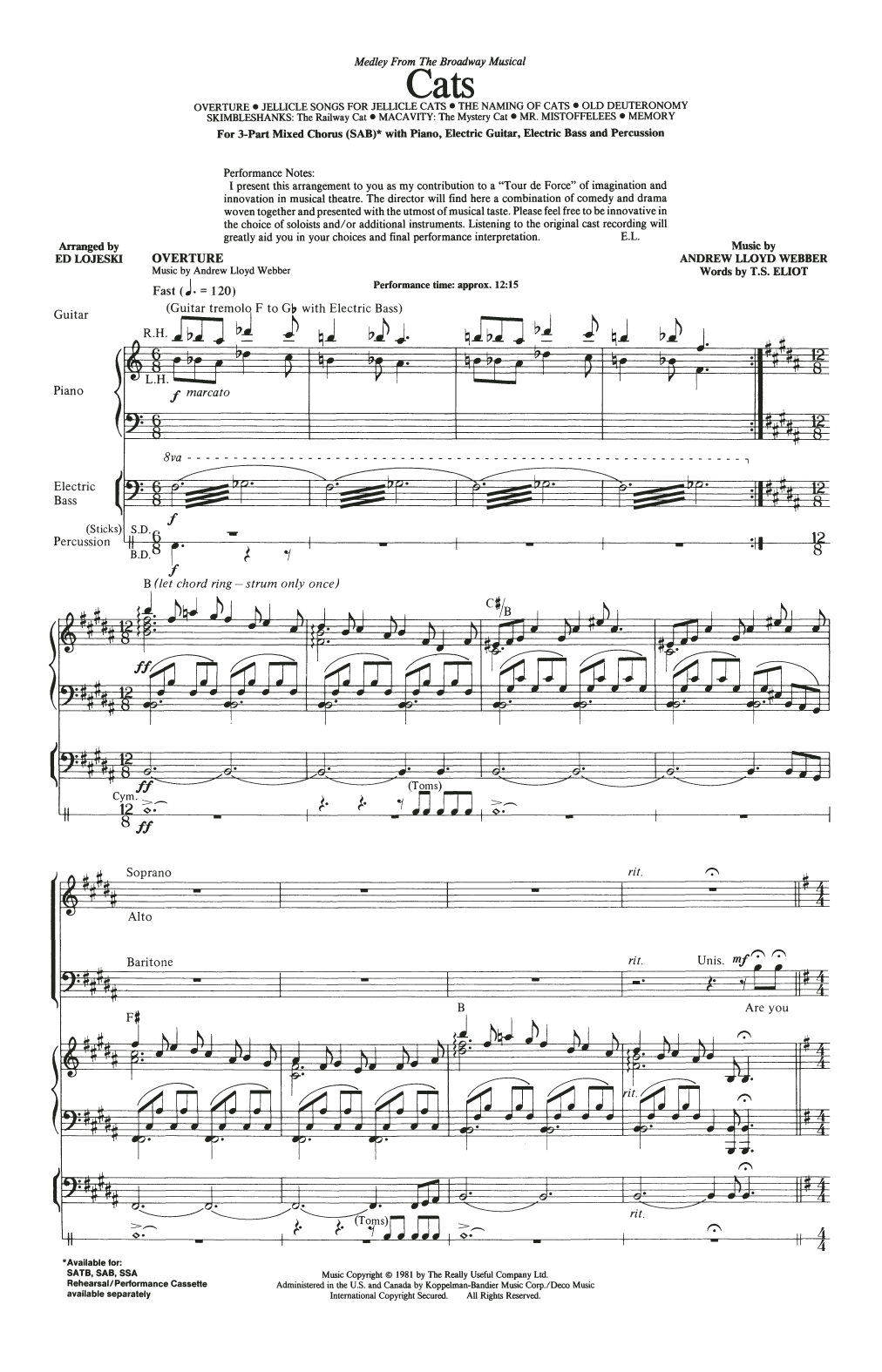 Produktbild zu: Cats (Medley) (arr. Ed Lojeski)