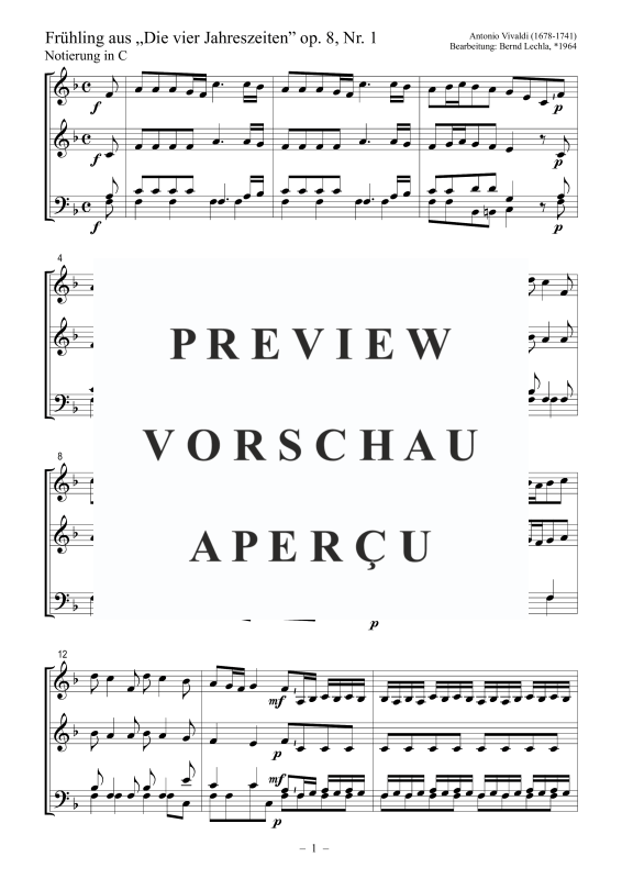Produktgalerie: Seite 2 von 9 Frühling aus „Die vier Jahreszeiten” op. 8, Nr. 1, , Posaunenchor
