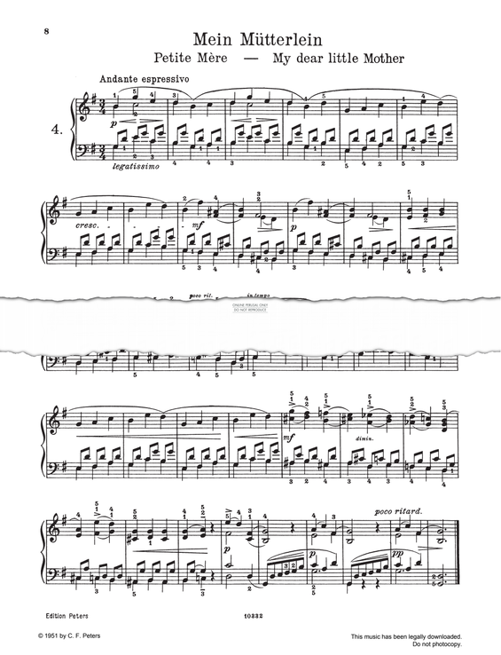 Produktgalerie: Seite 1 von 1 Mein Mütterlein, Pyotr Ilyich Tchaikovsky, Klavier