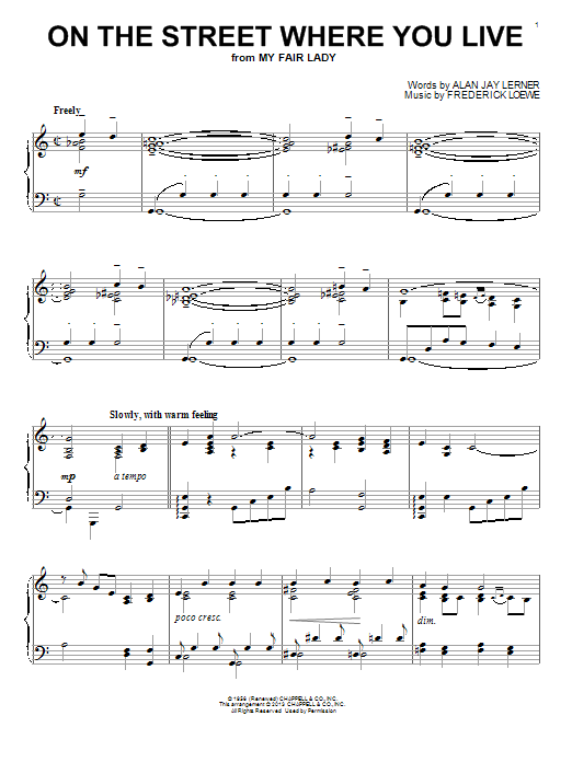 Product gallery: Page 1 of 1 On The Street Where You Live, Frederick Loewe